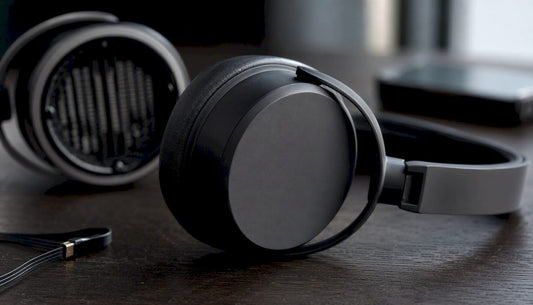 Close-up of open-back and closed-back headphone earcups